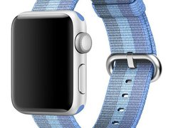 Curea iUni compatibila cu Apple Watch 1/2/3/4/5/6/7, 44mm, Nylon, Woven Strap, Blue